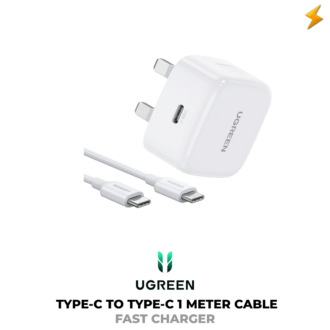 UGREEN 20W Type-C Fast Charger Set With Type-C to Type-C 1 Meter Cable